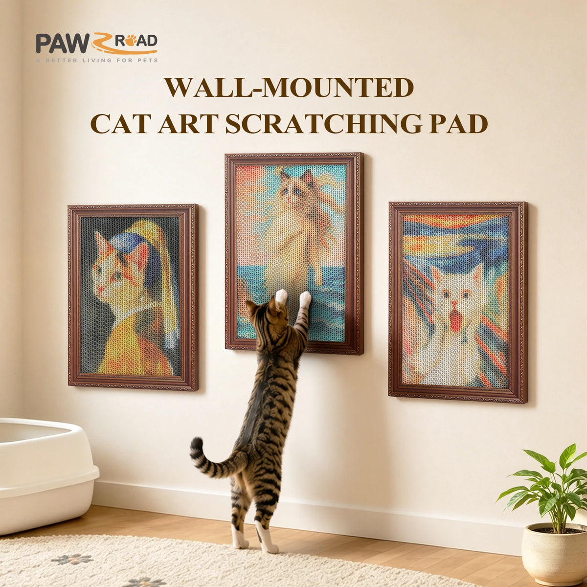 PAWZ Road 3 Pack Cardboard Cat Wall Scratcher Board