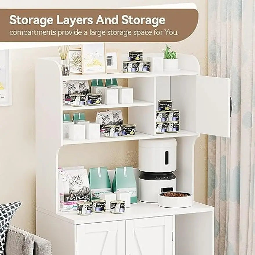 Garvee Cat Litter Box Enclosure Cabinet With Indoor Storage Unit