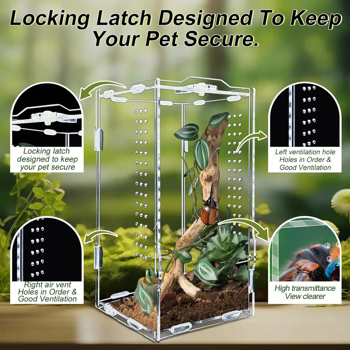 Acrylic Transparent Reptile Terrarium Habitat Enclosure for Small Animals
