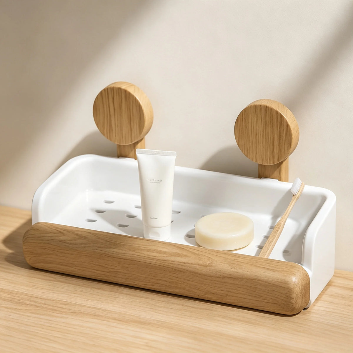 No Drill Suction Cup Shower Shelf Waterproof Drainage Organizer