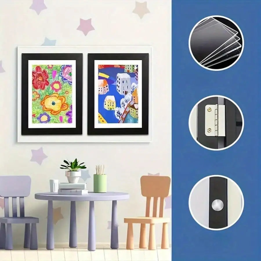Foldable Magnetic Art Display Frame For Children Drawings And Photos