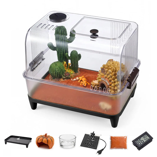 MeterMall Reptile Terrarium Starter Kit With Heating Pad And Hideout