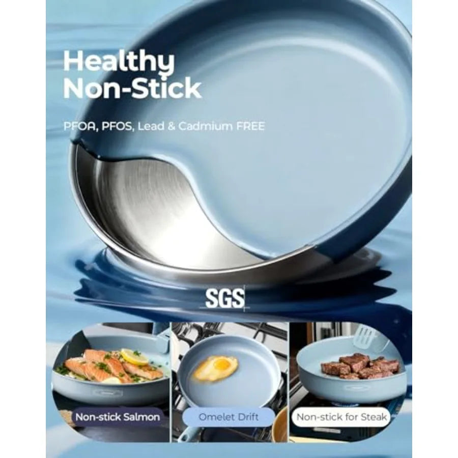 Stainless Steel Camping Cookware Set With Detachable Handles