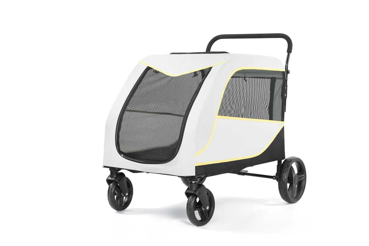 Foldable Pet Stroller With Breathable Mesh Carrier For Outdoor Travel
