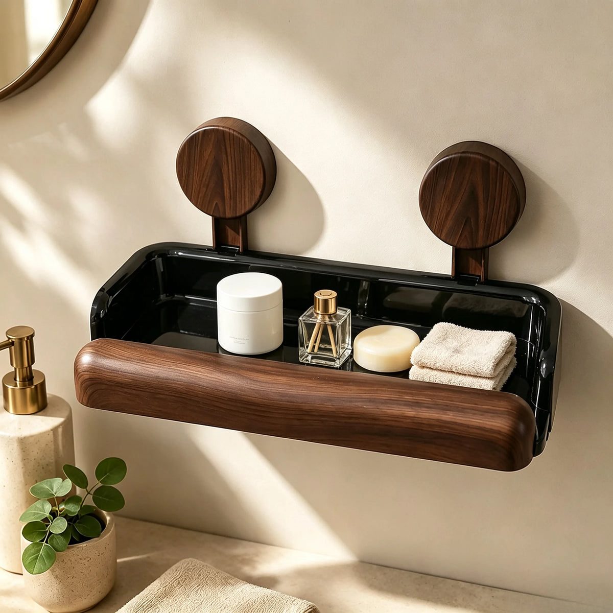 No Drill Suction Cup Shower Shelf Waterproof Drainage Organizer