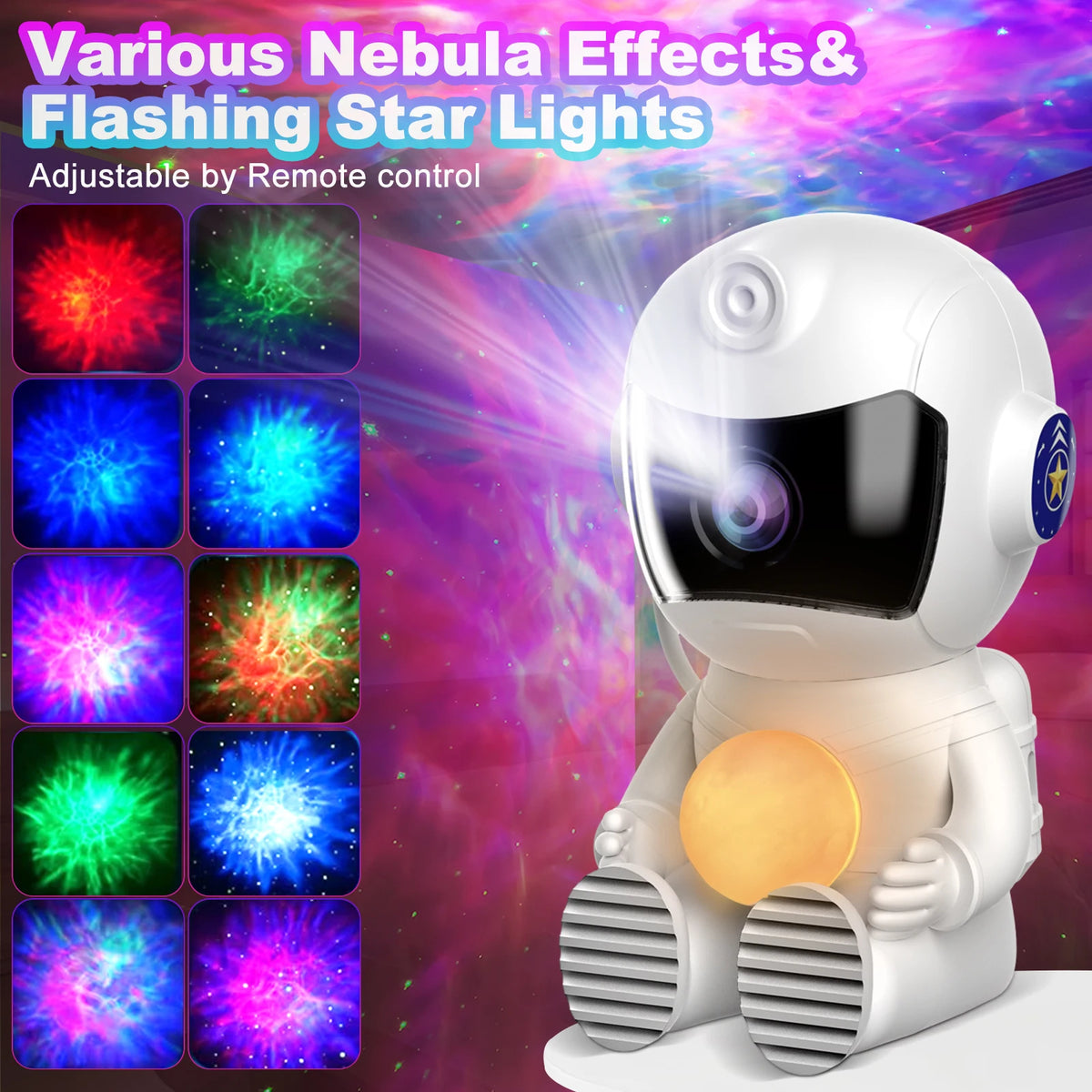 Captain Astronaut Galaxy Projector Night Light With Timer For Bedroom