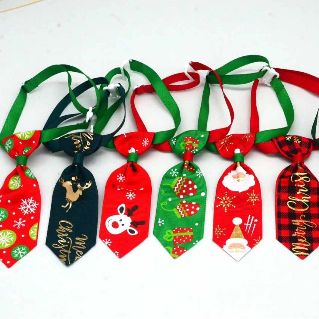 Christmas Adjustable Dog Bow Tie Pet Accessory Set