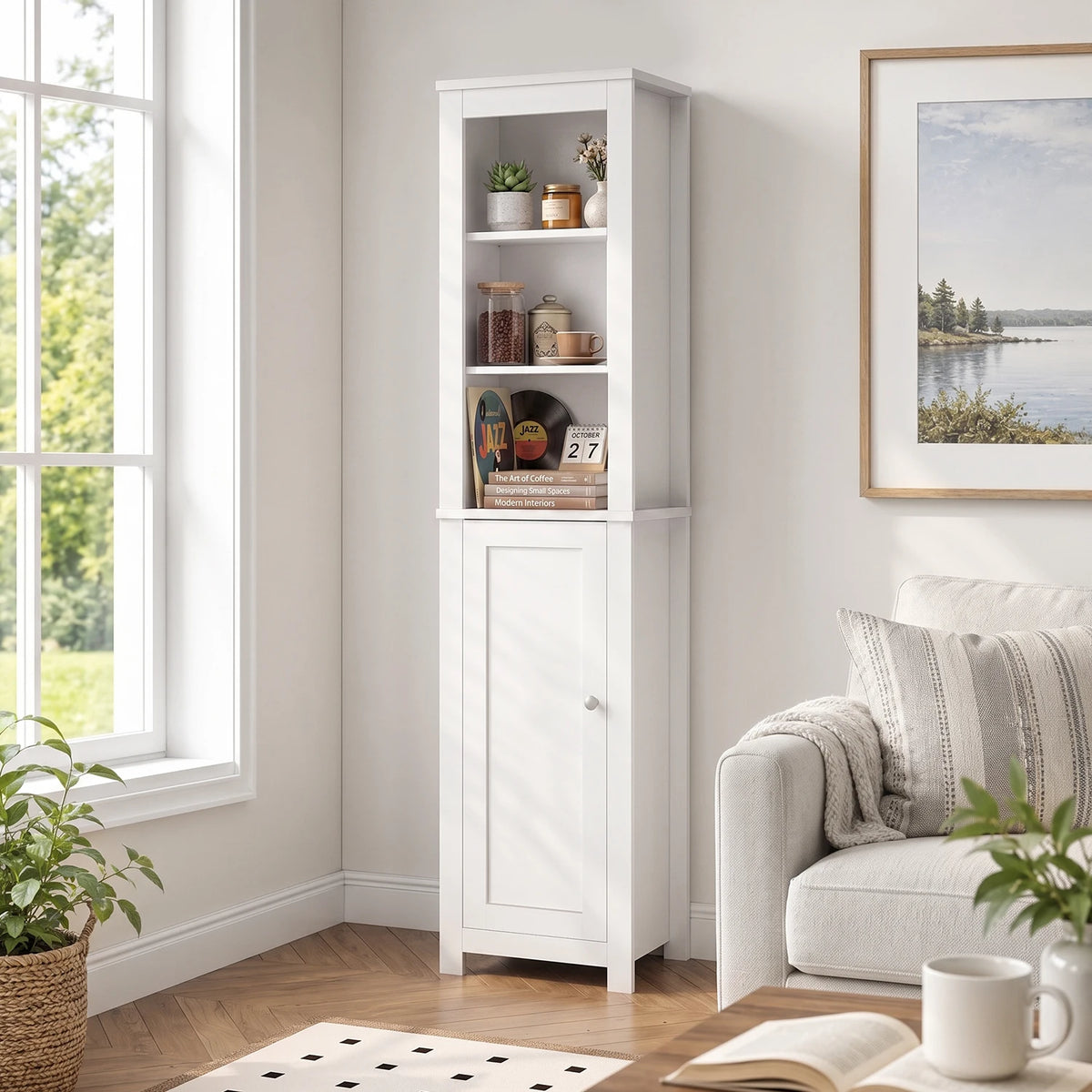 TinyNest Freestanding Bathroom Storage Cabinet With Adjustable Shelves