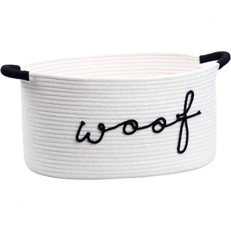 Handwoven Bamboo Reusable Dog Toy Storage Basket With Handles