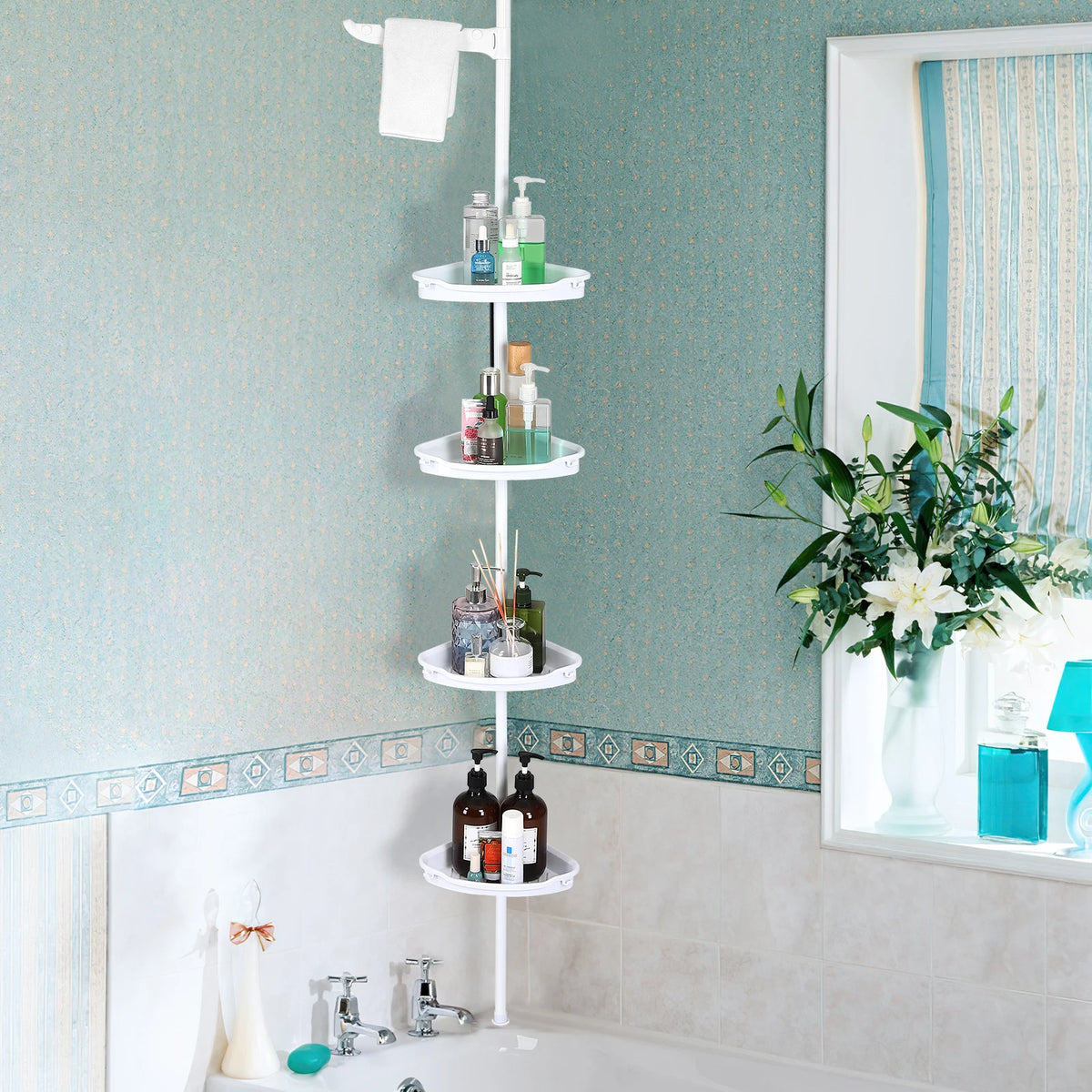 HiMISS Four Tier Corner Shower Caddy Adjustable Bathroom Storage Organizer