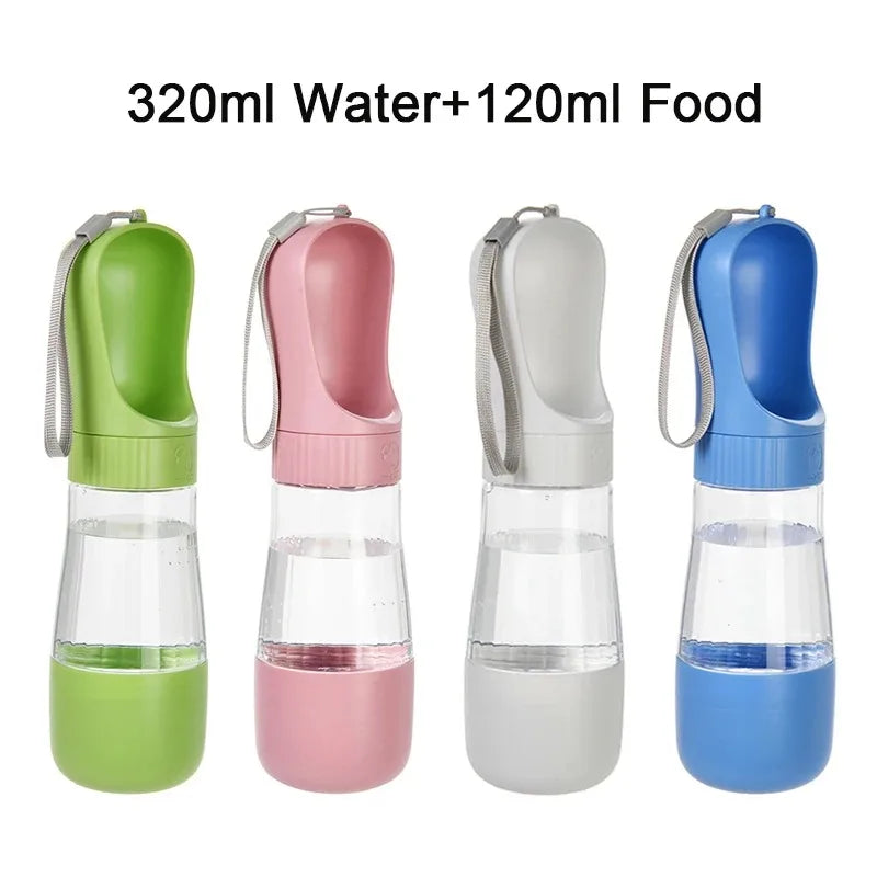 Portable Dog Water Bottle With Food Container For Travel