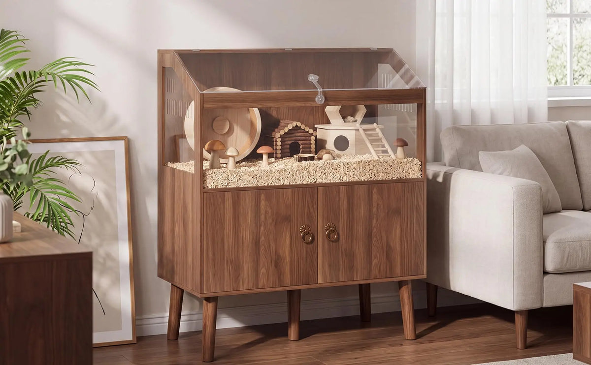 Wooden Hamster Cage Enclosure With Spacious Play And Rest Area