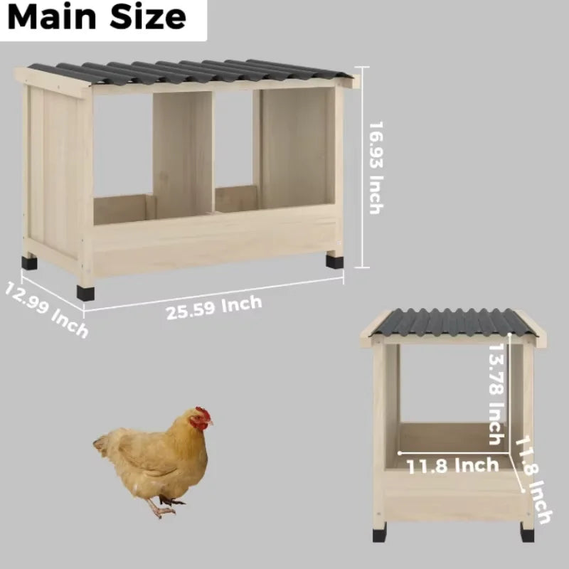 Wooden Chicken Nesting Box With Waterproof PVC Roof For Coops