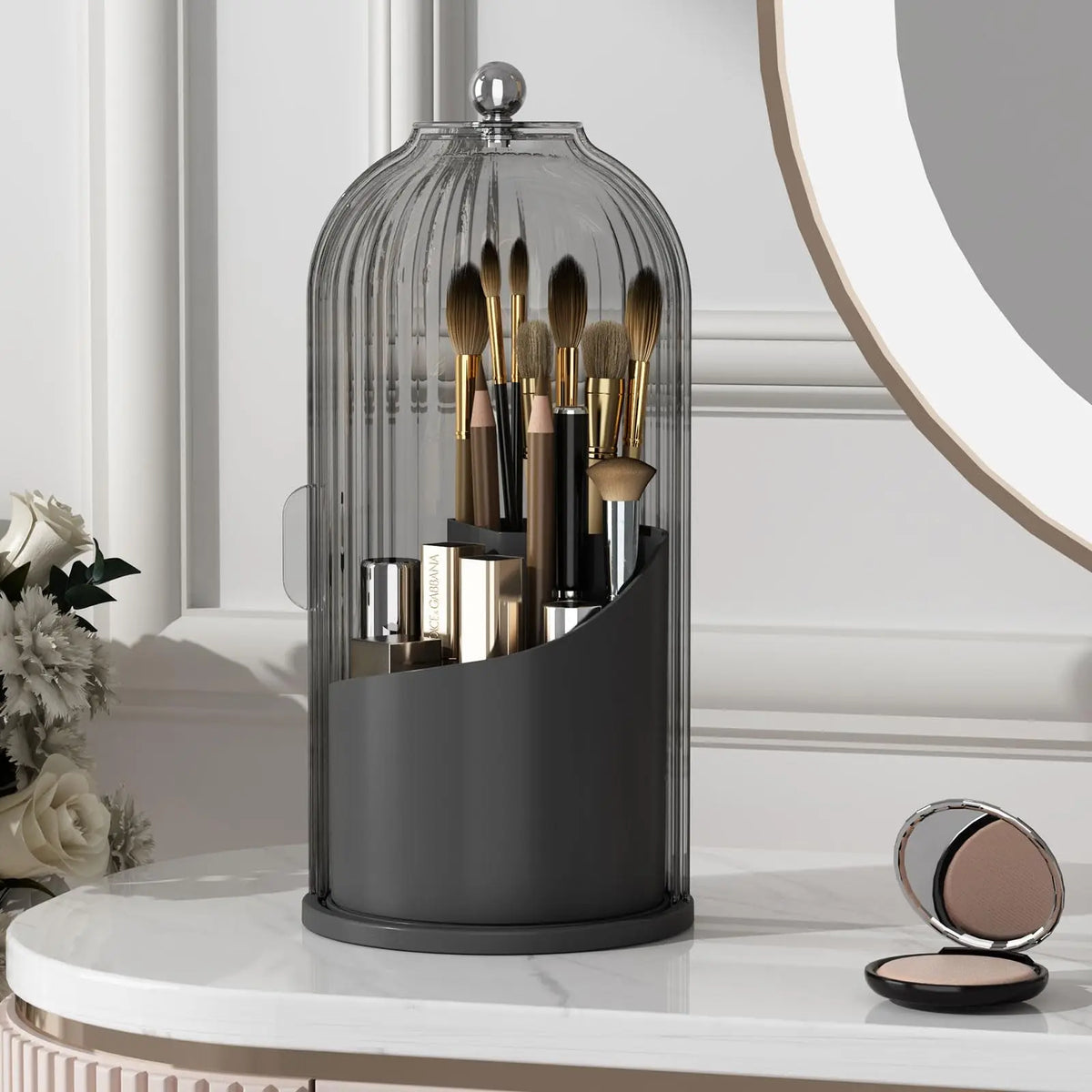 YOOLENS Rotating Makeup Brush Organizer With Dustproof Lid