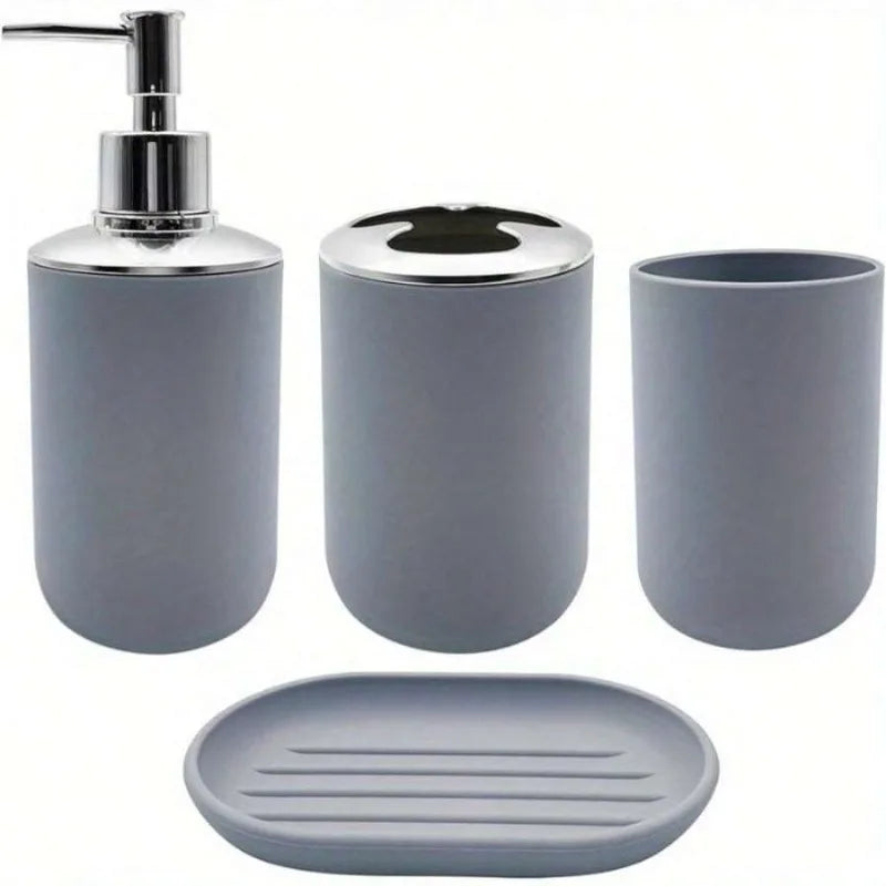 Four Piece Resin Bathroom Accessories Set With Soap Dispenser