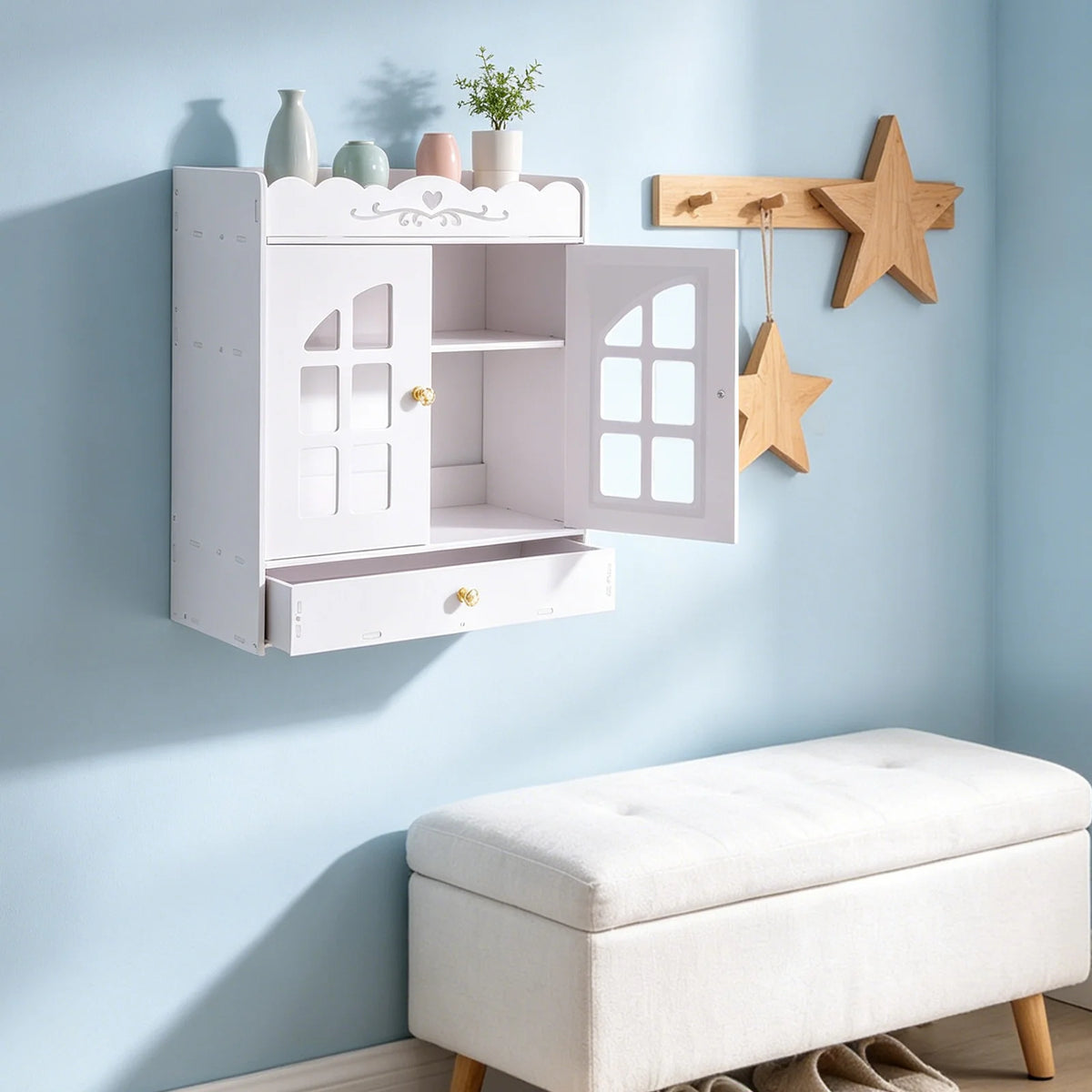 Bymaocar Wall Mounted Bathroom Organizer Cabinet With Storage