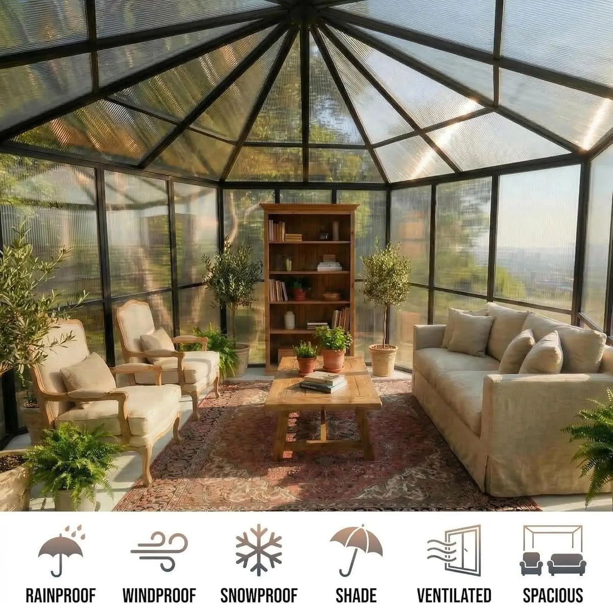 Heavy Duty Polycarbonate Walk In Greenhouse With Aluminum Frame