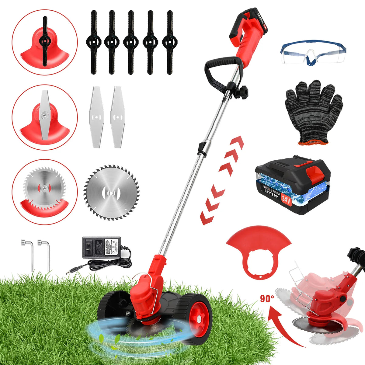 Cordless Electric Grass Trimmer Lawn Edger Garden Tool
