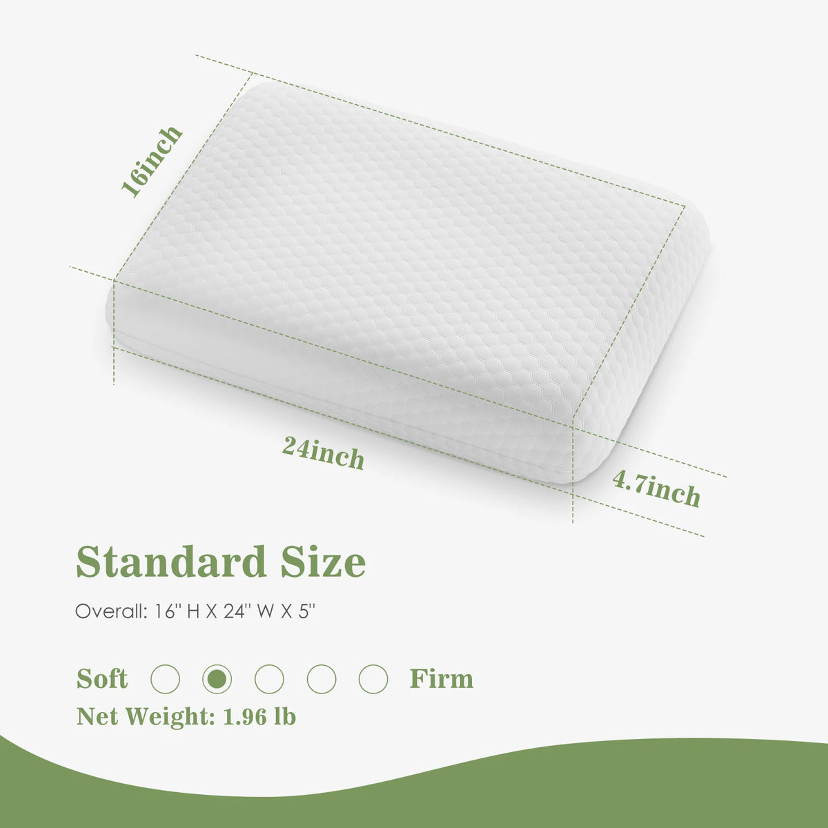 JHK Ventilated Memory Foam Bed Pillows With Washable Covers