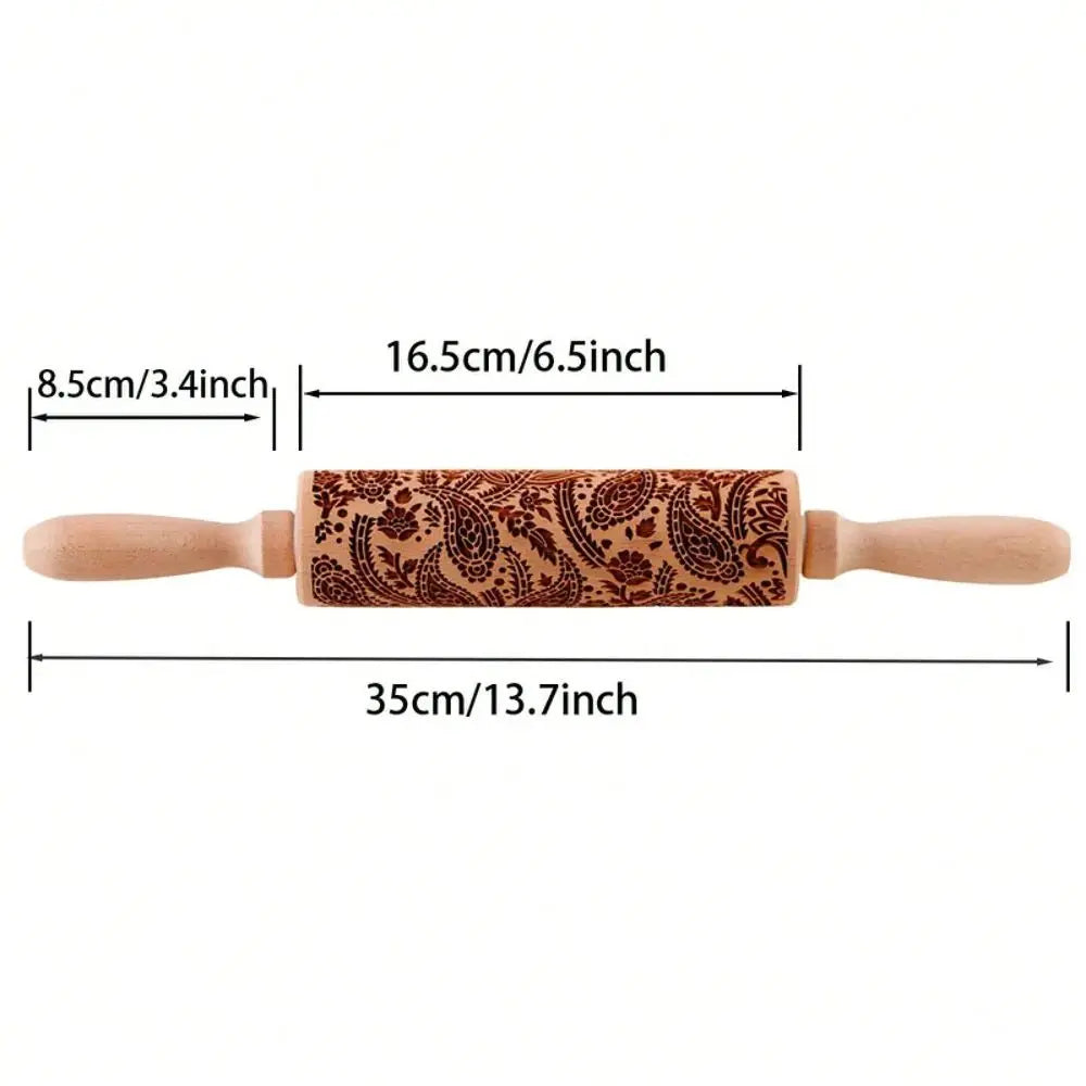 Wooden Sunflower Embossed Rolling Pin For Baking And Pastry