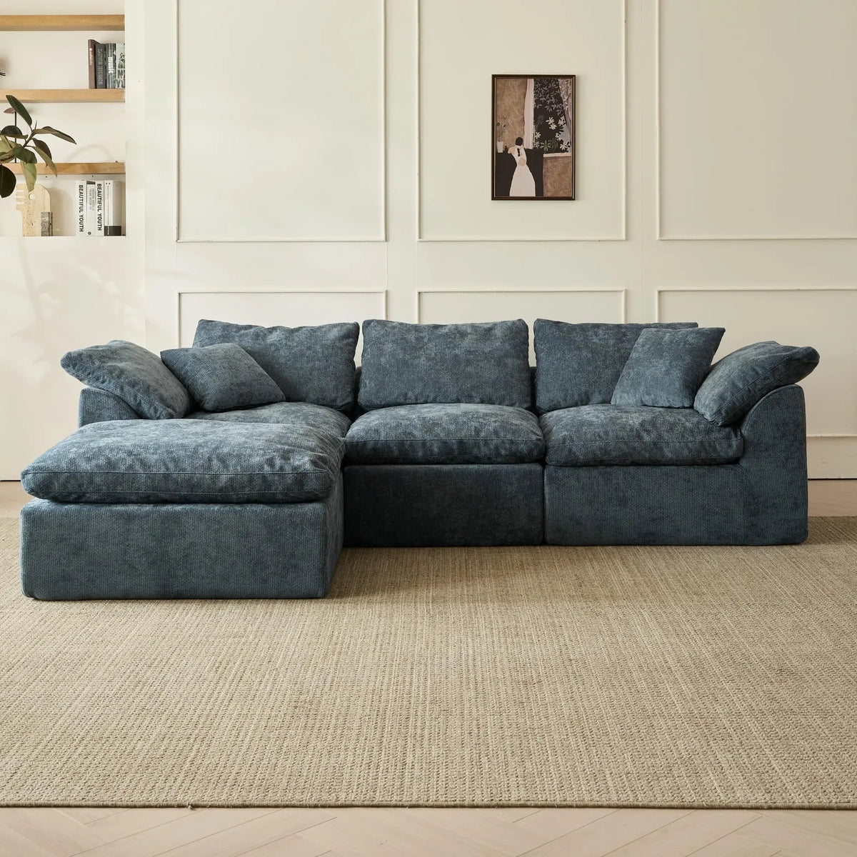 Yeflixvrau Modern Cloud L Shaped Modular Sectional Sofa With Ottoman