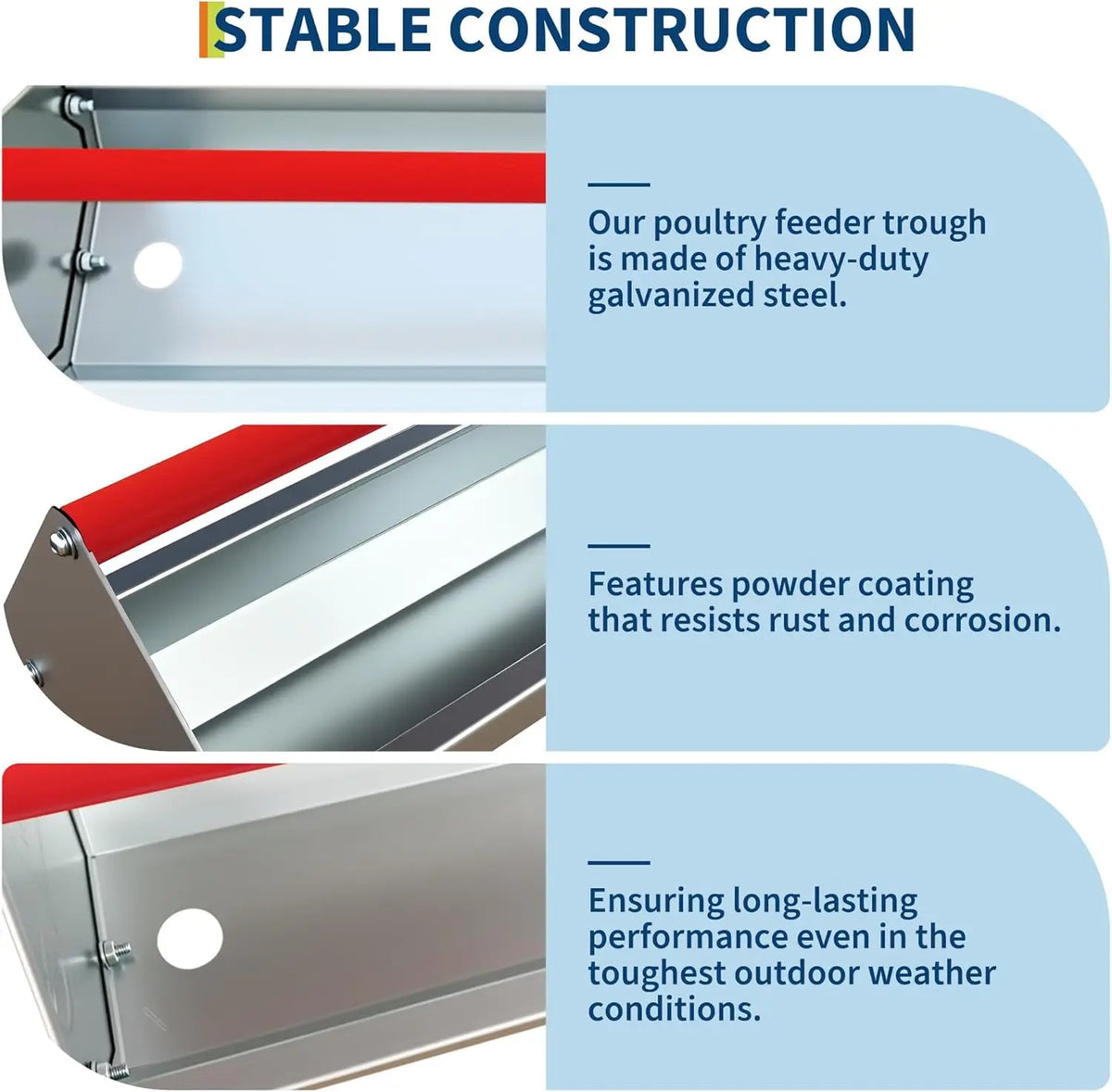 HiMISS Galvanized Steel Livestock Feeding Trough With Drainage Holes