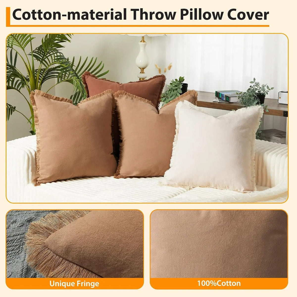 TWISTER.CK Washed Cotton Pillow Cases With Decorative Tassels