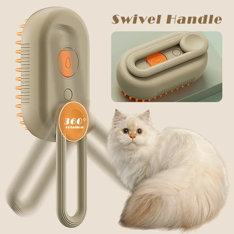 Electric Pet Steam Brush For Cats And Dogs Hair Removal