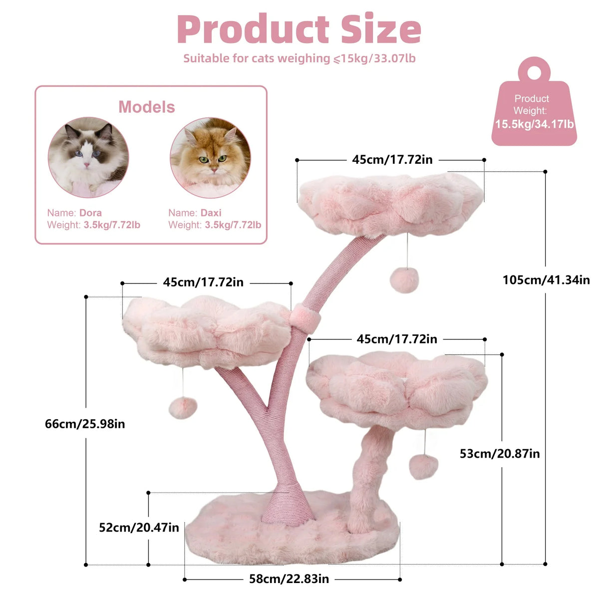 Bingopaw Cat Tower Flower Platforms Scratching Post Pet Activity Center