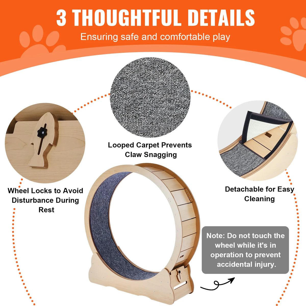 SucceBuy Wooden Cat Exercise Wheel For Indoor Running