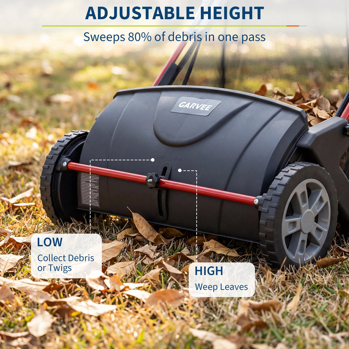 HiMiss Manual Push Lawn Leaf Sweeper For Yard Cleanup