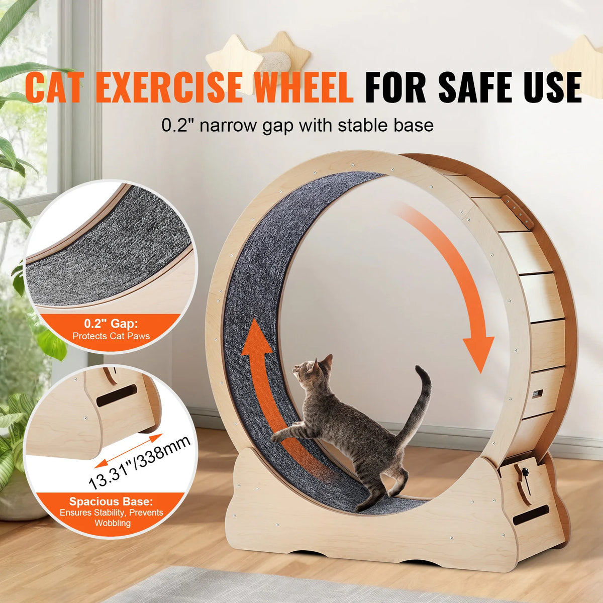 SucceBuy Wooden Cat Exercise Wheel For Indoor Running
