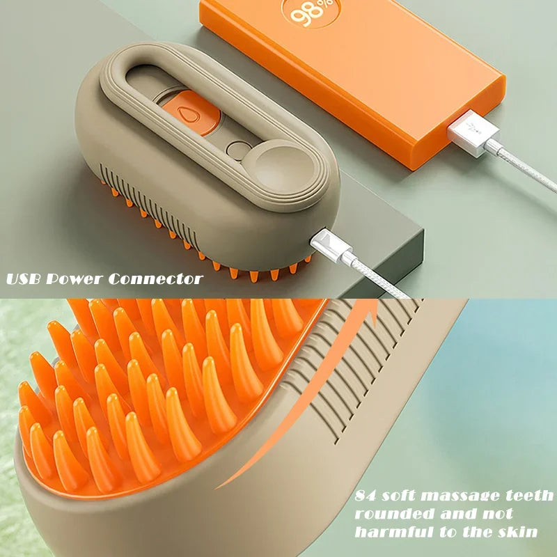 Electric Pet Steam Brush For Cats And Dogs Hair Removal