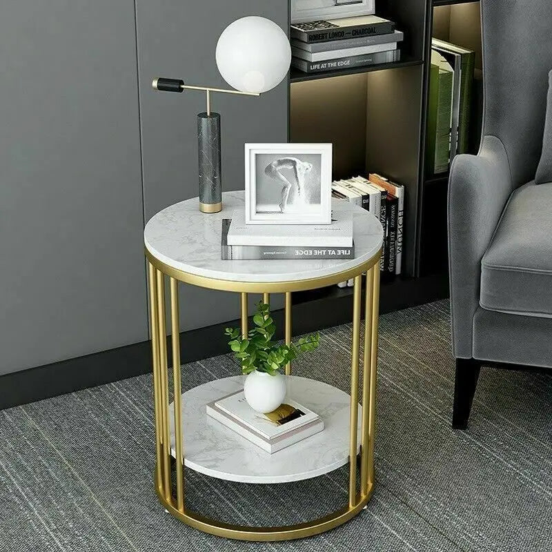 Wisfor Round Stone Side Table Nightstand Jewelry Storage