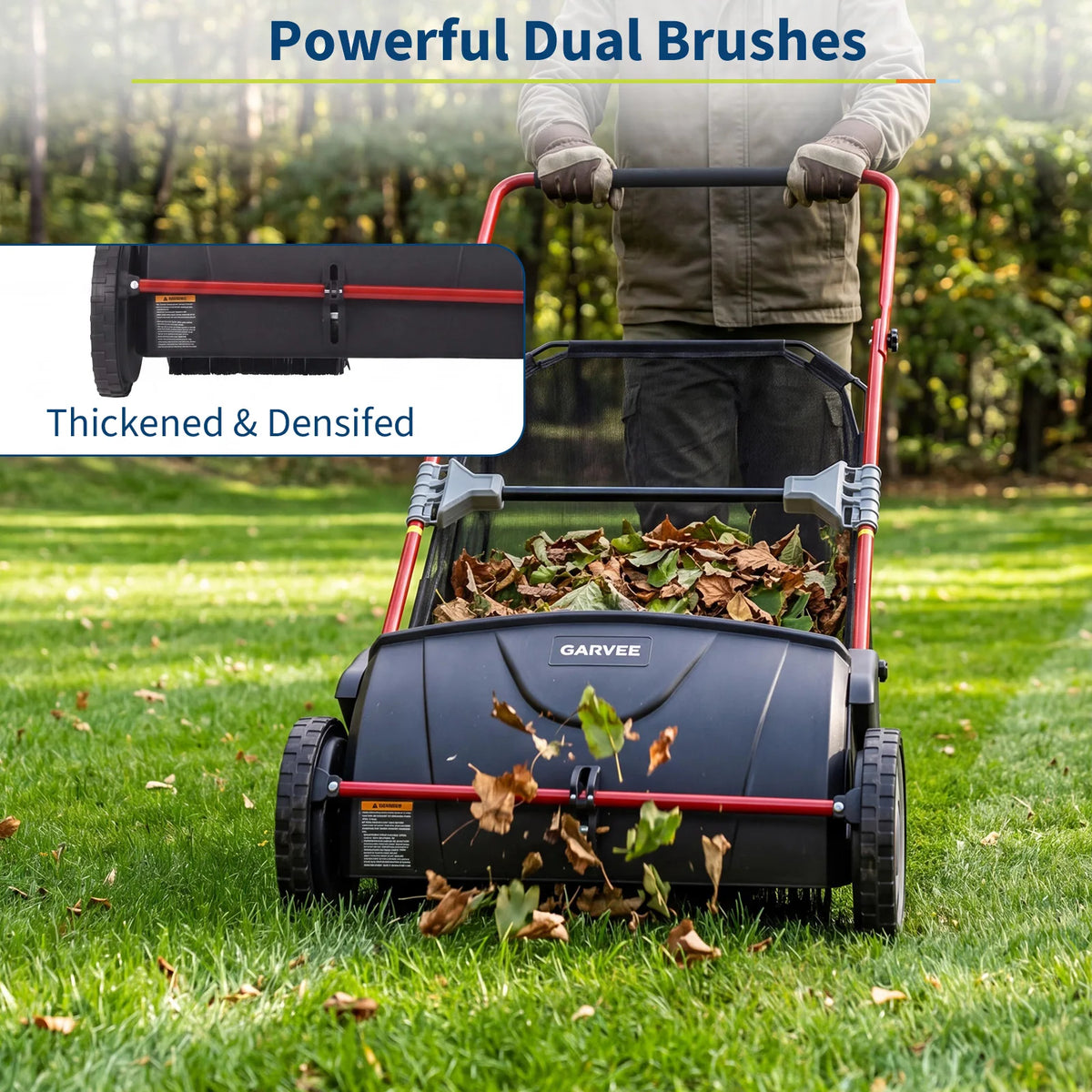 HiMiss Manual Push Lawn Leaf Sweeper For Yard Cleanup
