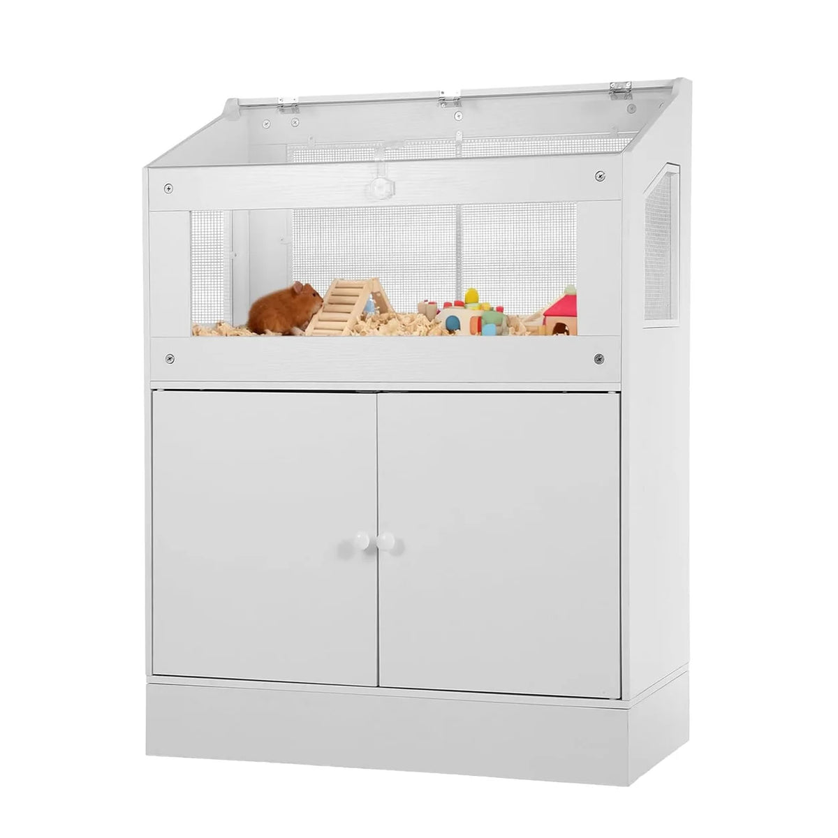 Hamster Cage With Storage Cabinet And Clear Acrylic Panels