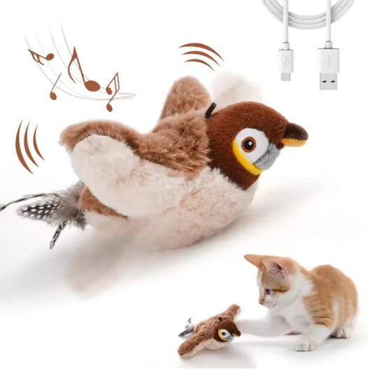 Interactive Simulated Bird Cat Toy Featuring Chirping Flapping Actions