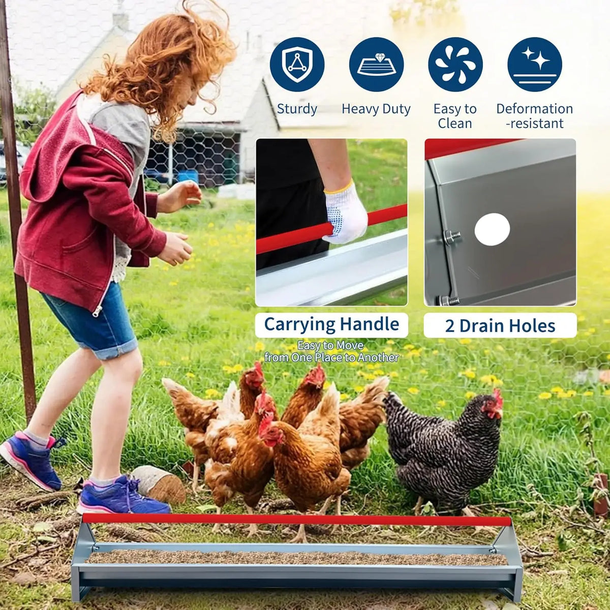 HiMISS Galvanized Steel Livestock Feeding Trough With Drainage Holes