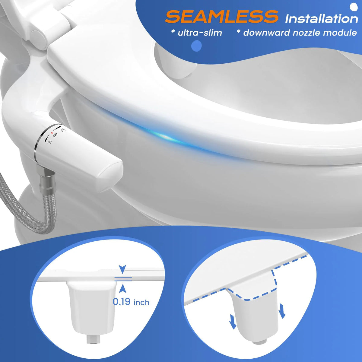 Dual Nozzle Bidet Attachment With Frontal Self Cleaning Spray