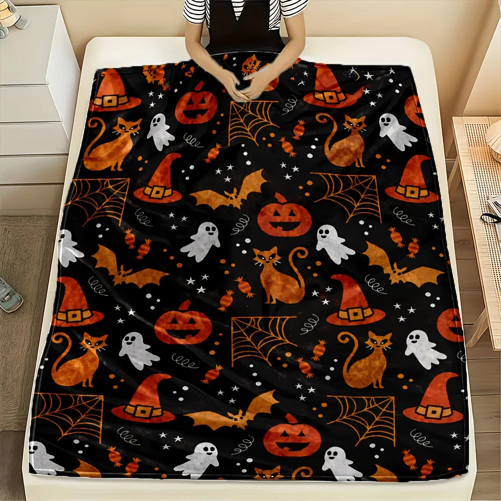 Halloween All Over Print Flannel Throw Blanket For Bedroom Decor