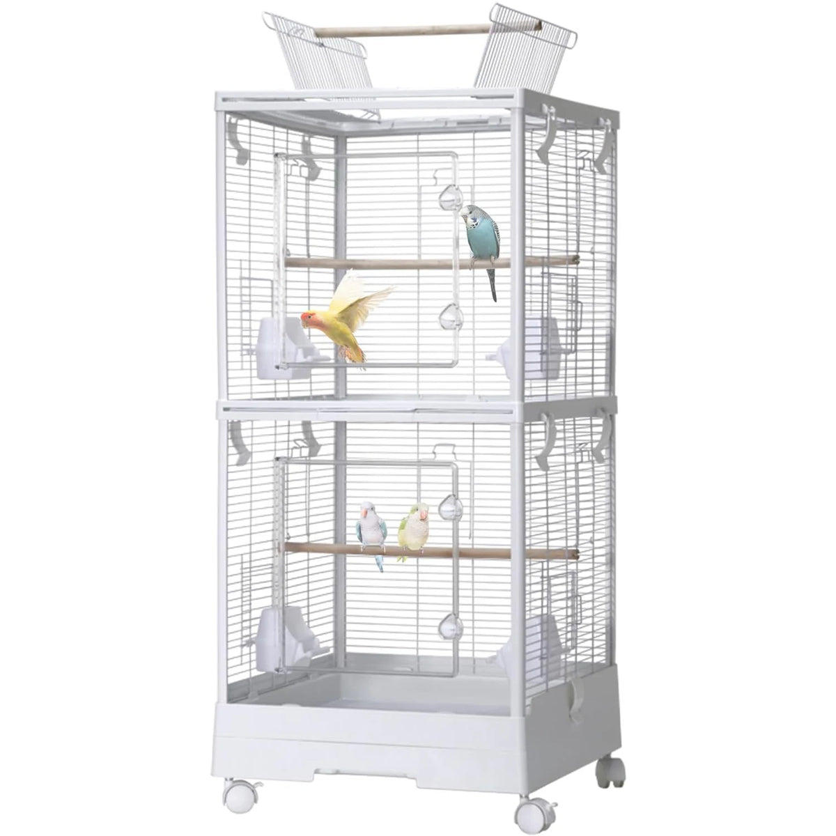HiMISS Flight Bird Cage With Play Top And Rolling Stand