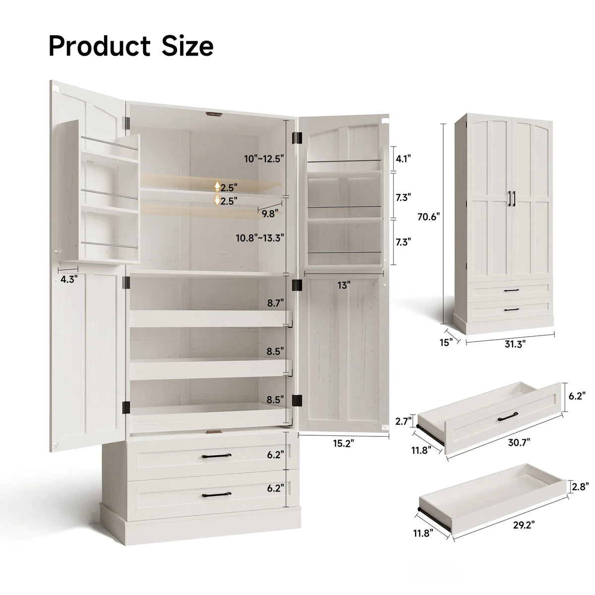 Onbrill 6 Door Kitchen Pantry Cabinet With Shelves Freestanding