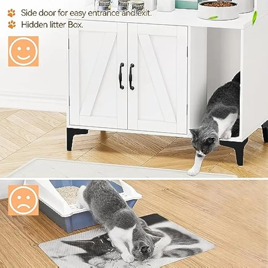 Garvee Cat Litter Box Enclosure Cabinet With Indoor Storage Unit