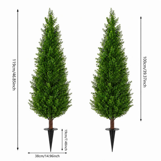 Artificial Cedar Topiary Trees UV Resistant Outdoor Ground Spikes