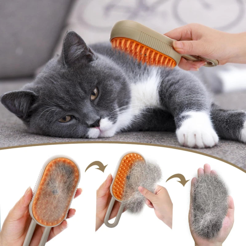 Electric Pet Steam Brush For Cats And Dogs Hair Removal