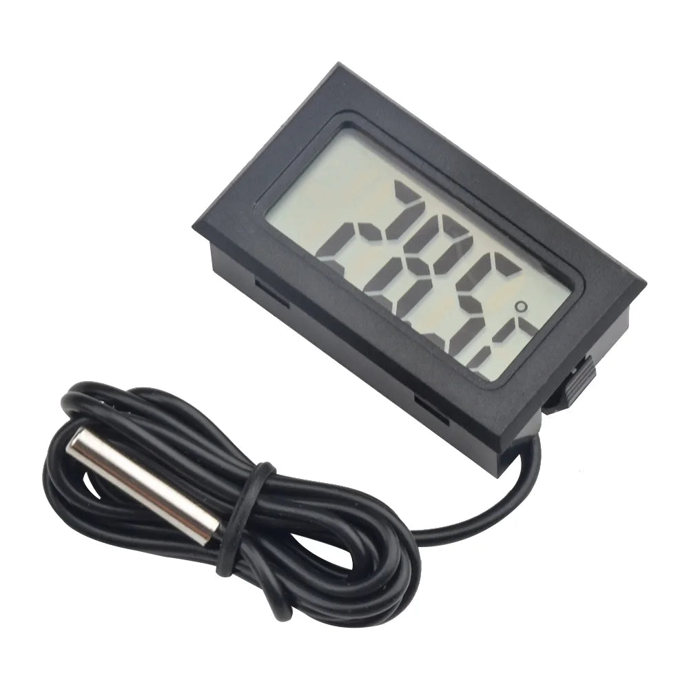 5PCS FY-10 Mini LCD Digital Thermometer, Built-in Temperature Tester, Aquarium/Car/Water Bath Temperature Sensor, Temperature Monitor, Built-in Temperature Sensor, 1M Cable Length