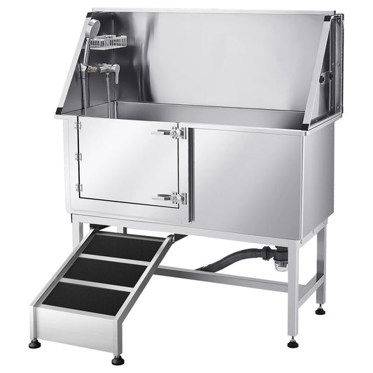 SucceBuy Stainless Steel Pet Grooming Tub With Faucet And Showerhead