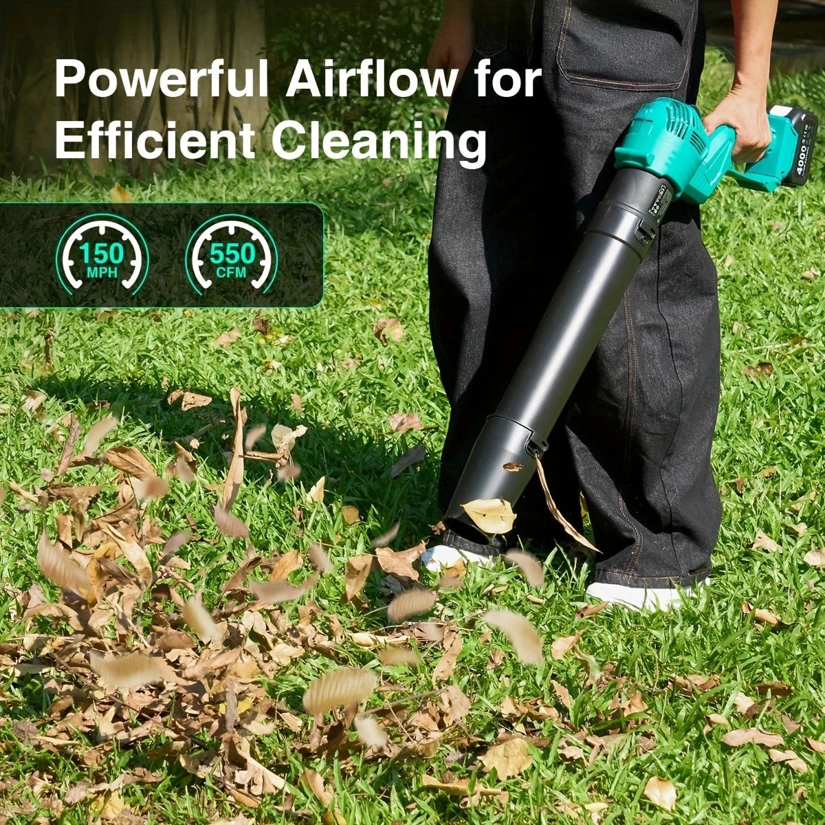 Taskstar 21V Cordless Leaf Blower With 550 CFM Two Batteries