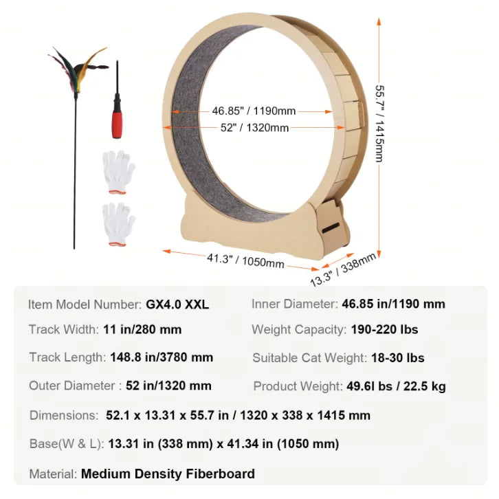 SucceBuy Wooden Cat Exercise Wheel For Indoor Running