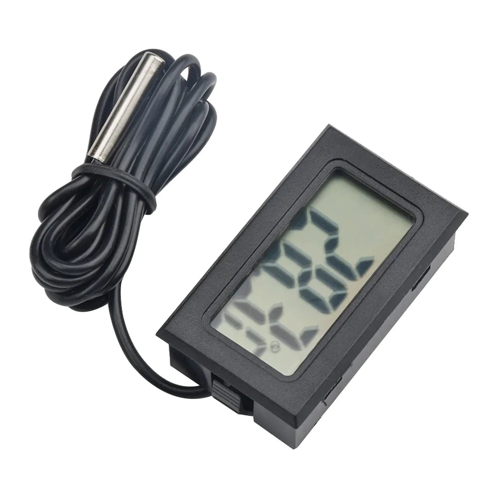 5PCS FY-10 Mini LCD Digital Thermometer, Built-in Temperature Tester, Aquarium/Car/Water Bath Temperature Sensor, Temperature Monitor, Built-in Temperature Sensor, 1M Cable Length